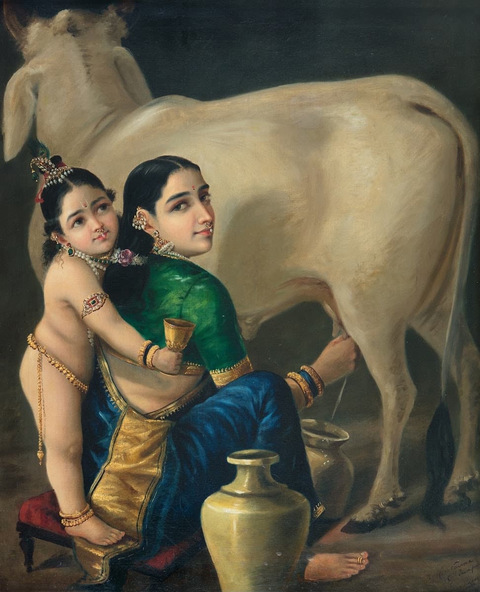 Yashoda with the child Krishna, painted by Raja Ravi Varma